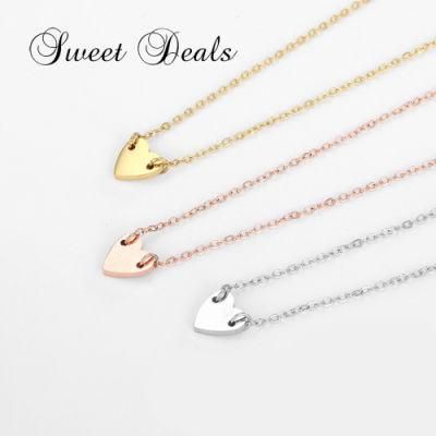 Fashion Jewelry Necklaces Women&prime; S Heart Pendant Gold Plated Stainless Steel Necklace