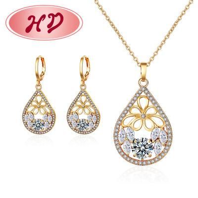 Birthday Gift Women&prime;s Crystal Dubai Gold Plated Jewelry Set
