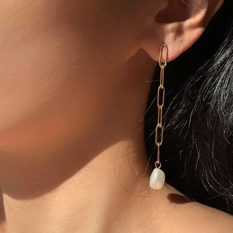 Manufacturer Customized Fashion Earrings High Quality Matte Pearl Pendant Earrings Matte Gold Earrings