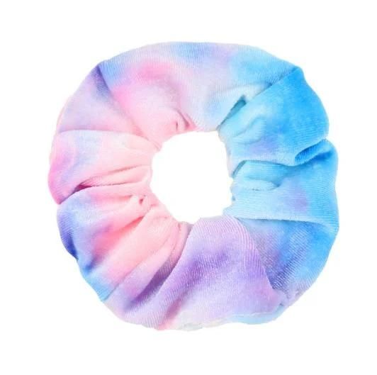 Wholesale Custom Logo Hair Products Tie Dye Colorful Women Girl Scrunchies Velvet Elastic Hair Ties Bands