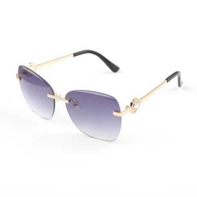 Trendy Fashion Rimless Oversized Shield Sunglasses