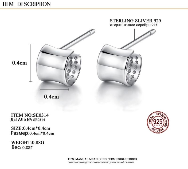Fashion Jewelry Silver Plated Crystal Stud Earrings for Women