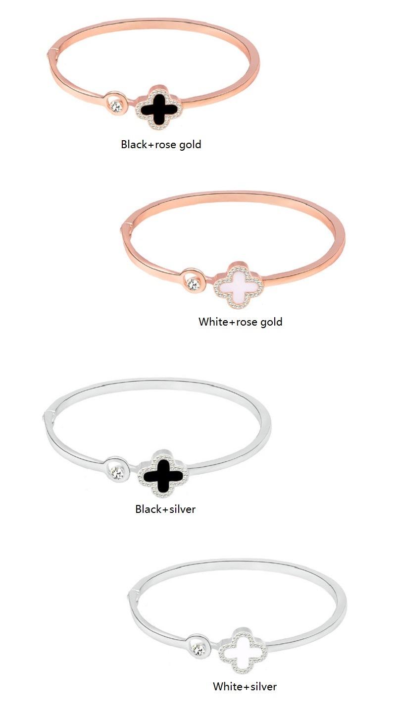 Korean Style Flower Four-Leaf Clover Bracelet Jewelry Accessories Women Bangles Rose Gold