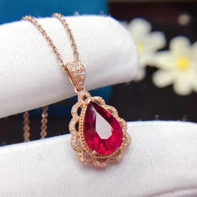 Natural Rubellite Pendant with Certification Fashion Jewelry South Africa Diamond