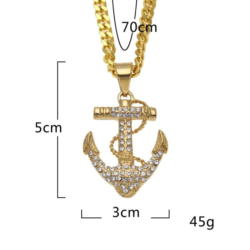 Titanium Stainless Steel Anchor Hip Hop Necklace