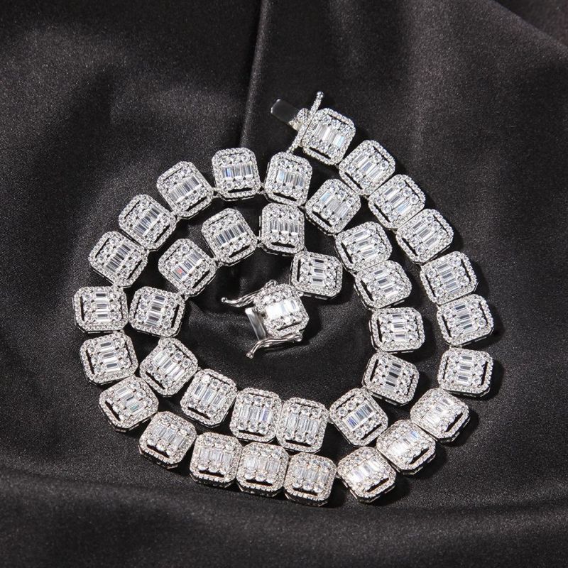 Hip Hopfashion Square Diamond Round Diamond Inlaid Hollow Necklace