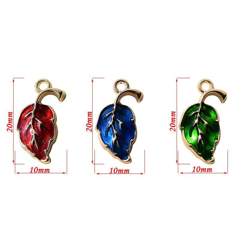 Green Leaf Alloy Enamel Charms Pendants for Making DIY Bracelets Necklaces Keychain