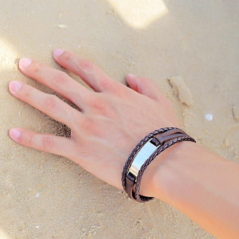 New Fashion Weave Genuine Leather Bracelets for Men Charm Couple Wristband Bracelets Bangles Jewelry Pulsera