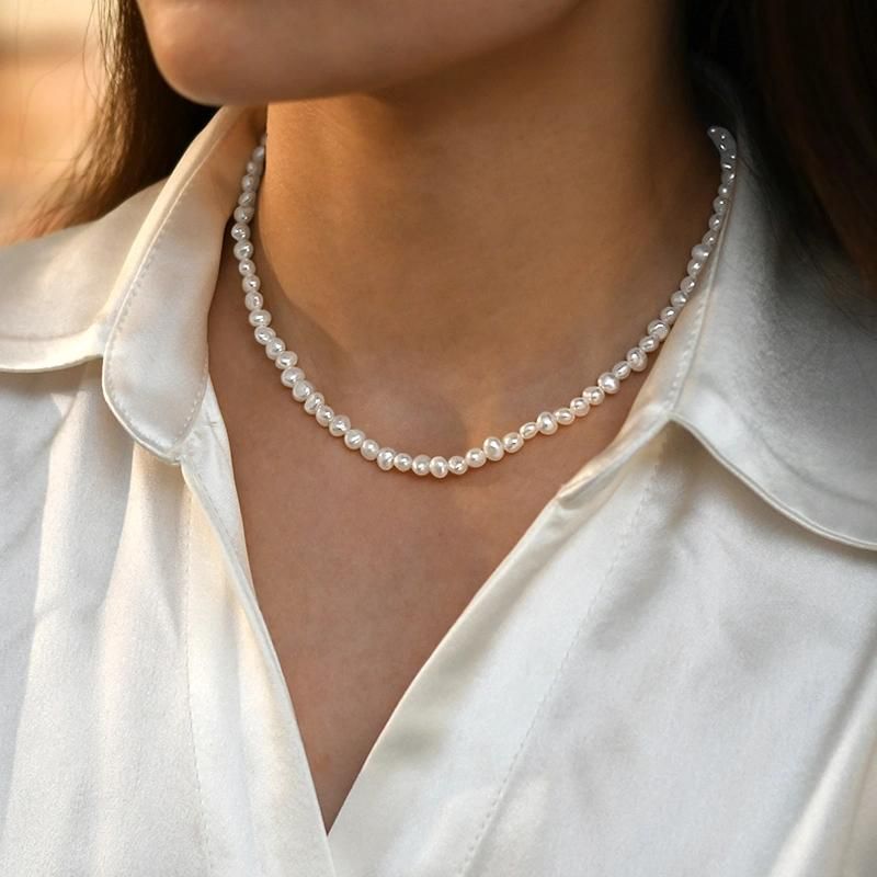 Beaded Choker Pearl Necklace for Women Bead Necklace Fashion Jewelry