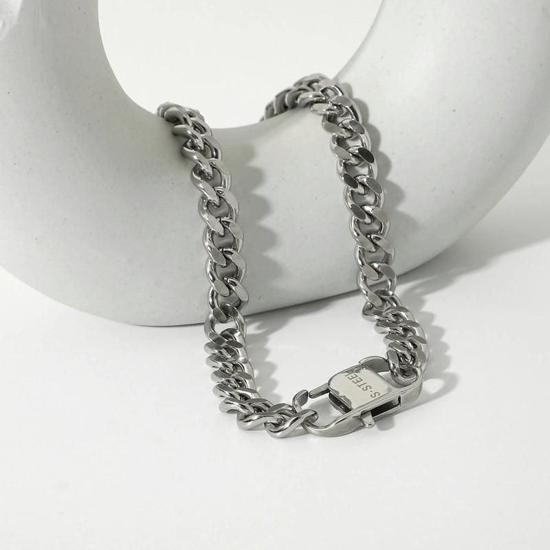 Stainless Steel Hip Hop Punk Chain Link Necklace for Women Men Fashion Jewelry