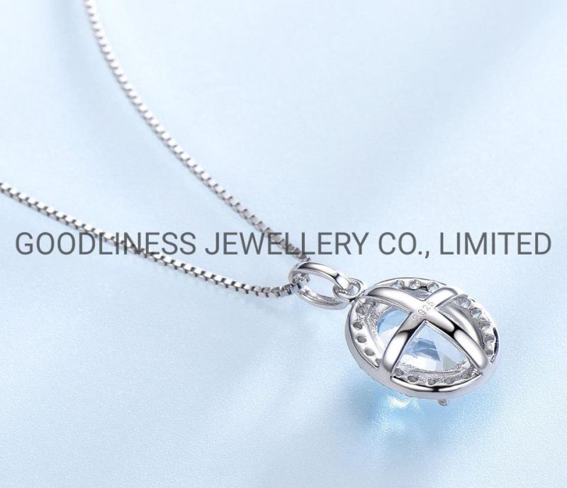 925 Sterling Silver Fine Jewelry Oval Shape Pendant Necklace