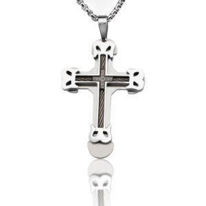 Stainless Steel Multiple Cross Charm Necklace