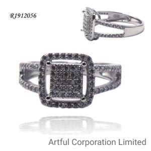 925 Silver &amp; CZ Rhodium Plated Ring Fashion Jewelry Jewellery