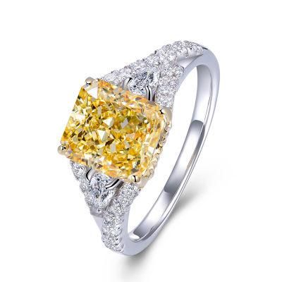 Fashion Jewellery 3.0CT Radiant Cut Shining Diamond Gold Plated Jewelry Elegant Sterling Silver 925 Rings