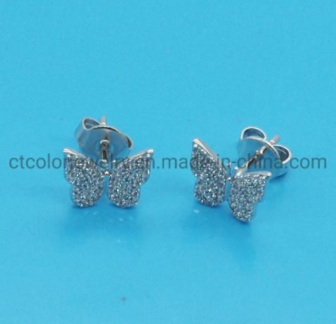 Fashion Jewelry 925 Sterling Silver with blue CZ Butterfly Earring