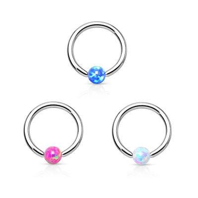 16g Surgical Steel Opal Captive Bead Ring Hoop Earrings Belly Lip Eyebrow Nipple Helix Tragus Stud Body Piercing Jewelry