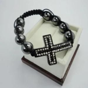 Black Gallstone with Metal Cross Bracelets 1USD (TE002)