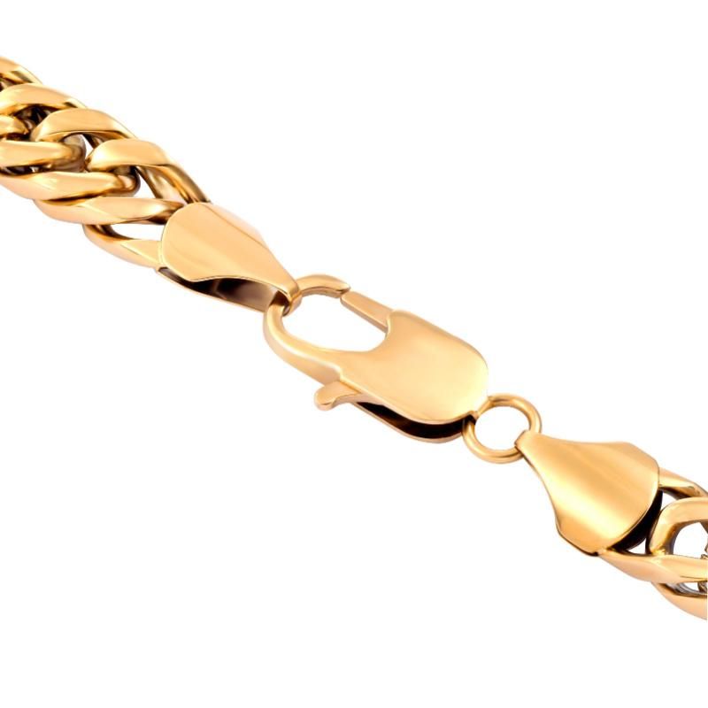 Hip Hop Jewelry 14K Gold Plated Stainless Steel Single Curb Cuban Link Chain Necklace for Men