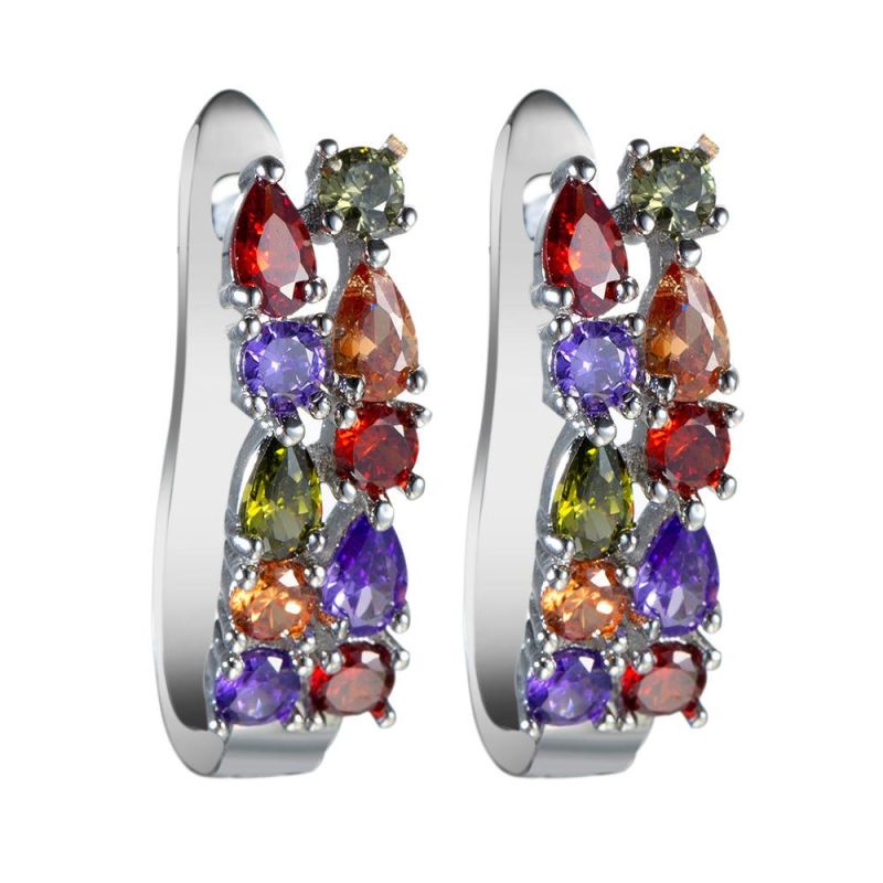 Wholesale Burst Accessories Electroplating Color Zircon Earrings