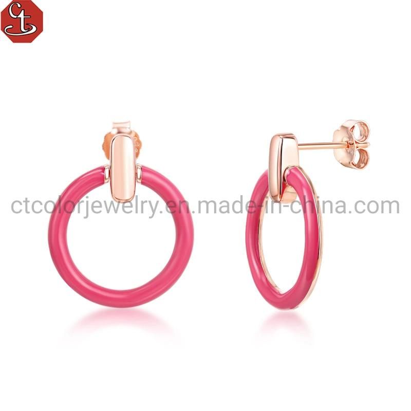 Fashion jewelry 925 silver Enamel Earring colorful Temperament Earrings