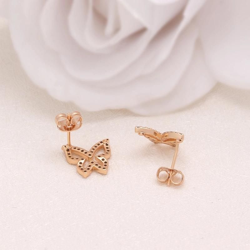 High Quality Mini Butterfly Zirconia 18K Gold Plated Stud Earring