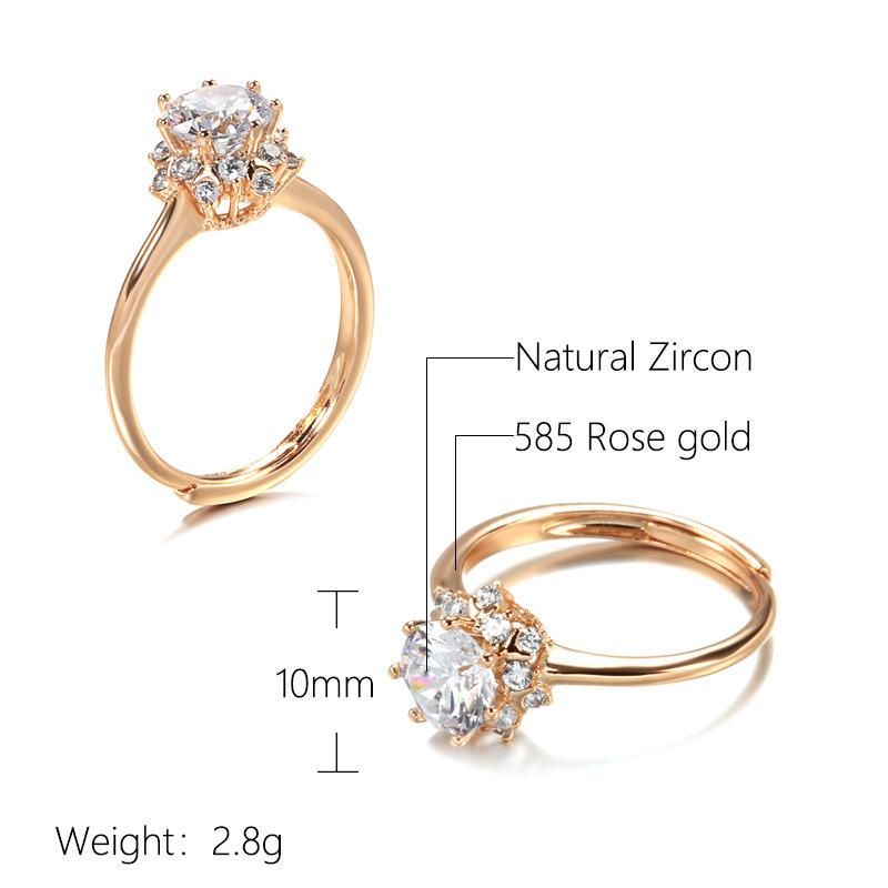 Rose Gold Inlaid Simulation Diamond Ring Simple Opening Ring
