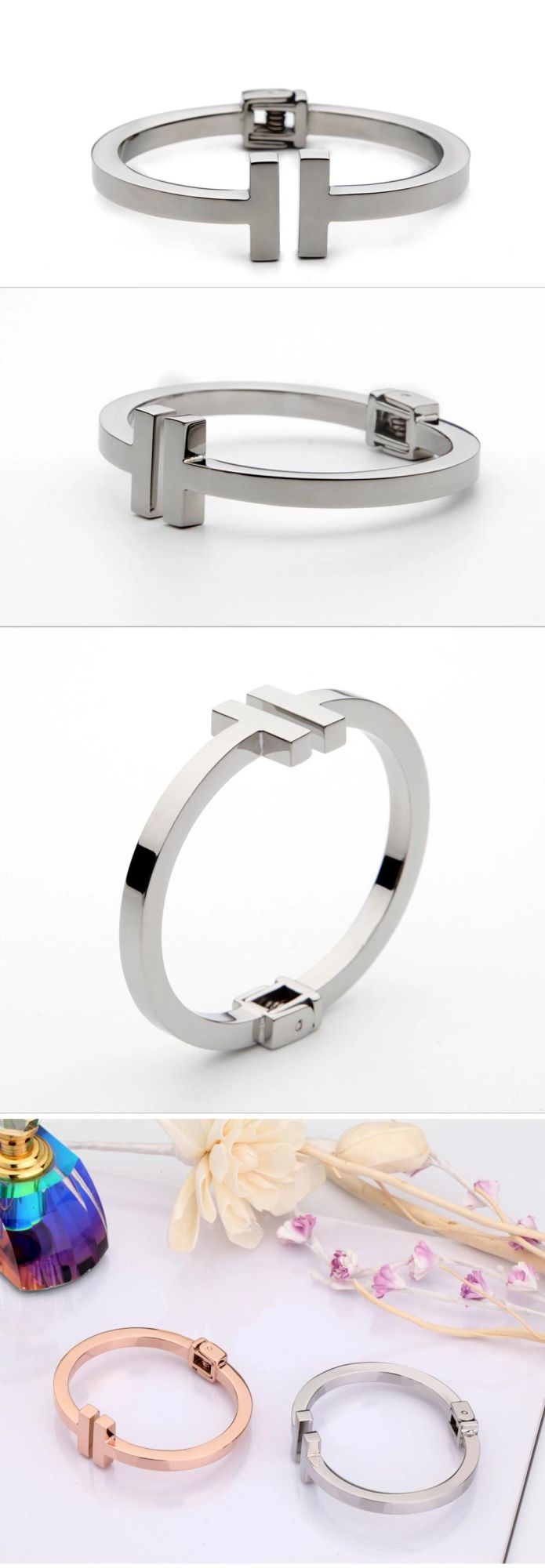 Adjustable Herringbone Flat Chain Stainless Steel Bracelet