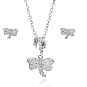 Platinum Plated Stainless Steel Jewelry Sets, Dragonfly Silver Plated Jewelry Sets