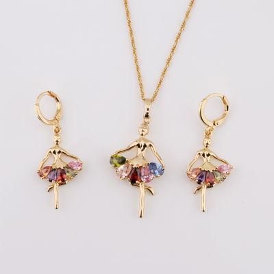 Fashion Custom Women 18K Gold Plated Alloy Crystal Silver Jewelry Chain Sets Pendant Necklace