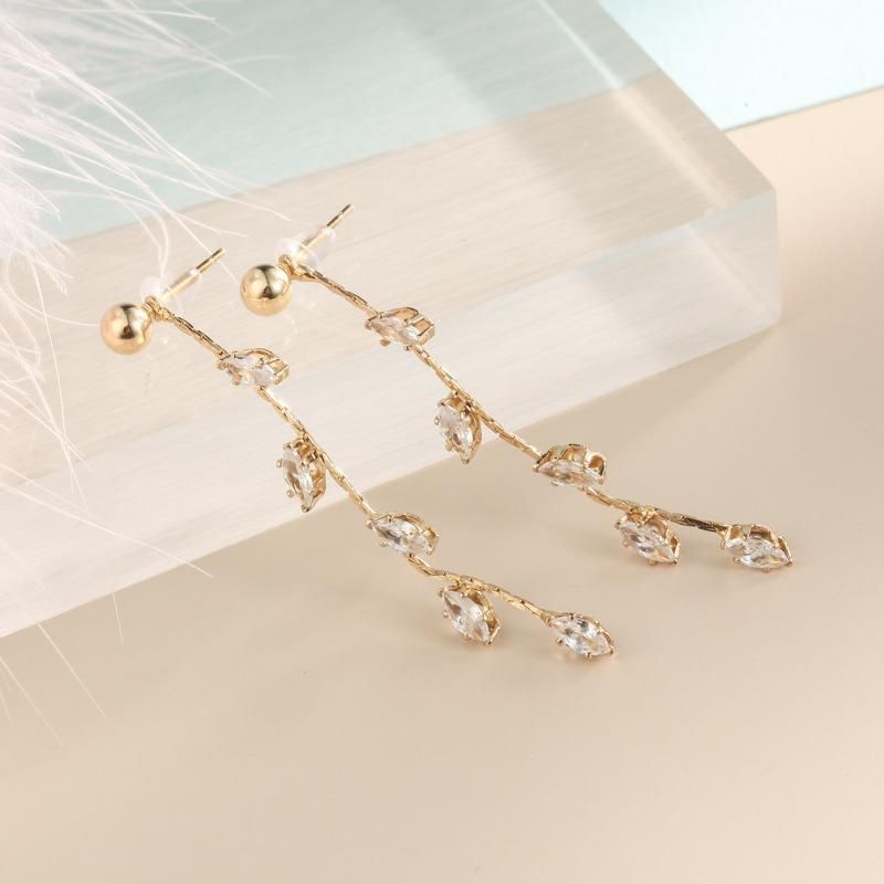 Water Drop Zircon Long Wild Fashion Retro Earrings