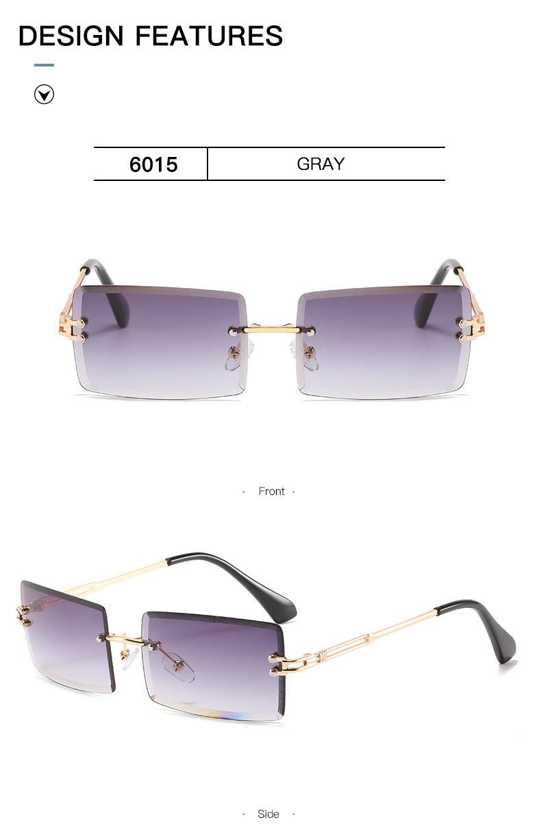 Small Square Sunglasses Women′ S Colorful Gradient Color Ins Sunglasses Rimless Personalized Glasses