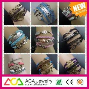 2014 Fashion Braided Friendship Bracelet Infinity Heart Justin Bieber Braided Friendship Bracelet