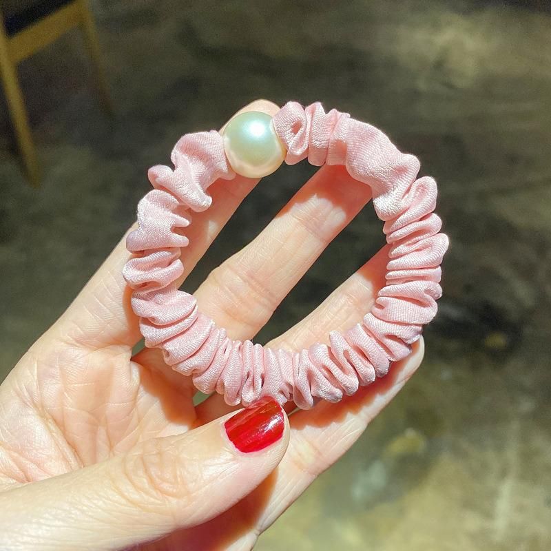 New Korean-Style Rubber Bands Adorn Pearls Scrunchies