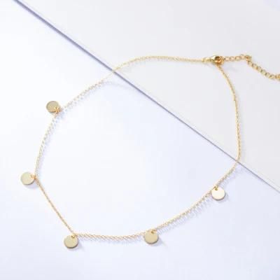 Latest 925 Sterling Silver Gold Plated Round Disc Choker Necklace 2022
