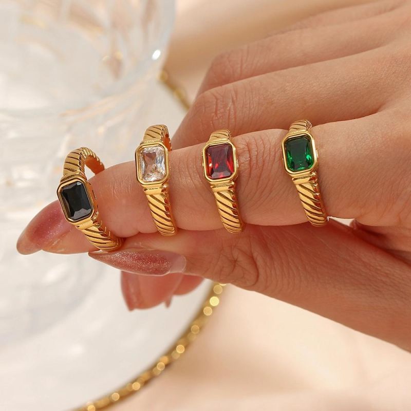 2022 New Arrival Hot Popular Rings Fashion Jewelry Women, Wholesale Stainless Steel 18K Gold Plated Rings Jewelry Diamond Zircon Ring