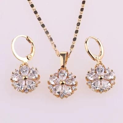 Wholesale Costume Fashion Imitation Gold Plated Earring Pendant Necklace Sets Jewelry