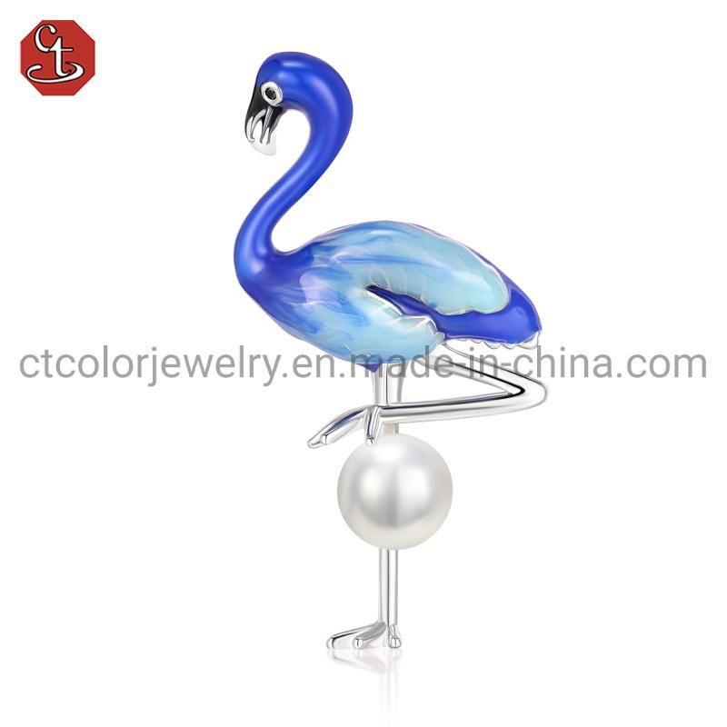 Fashion Jewelry Accessories 925 Sterling Silver 18 Gold Plated Enamel Butterfly and Pearl Earring