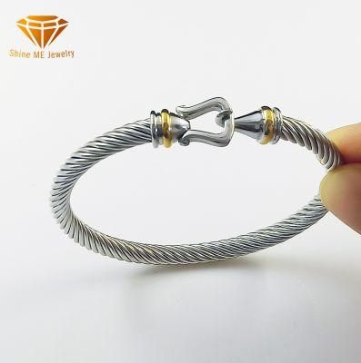 High-End DIY Hot Selling Bracelet for Ladies Two-Color Titanium Steel Small Hook Buckle Fashion Stainless Steel Wire Cable Bracelet Bg0172