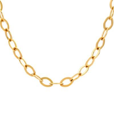 Jewelry Factory Wide Link Fashion Jewellery 14K 18K Gold Plated Stainless Steel Necklace for Men Women