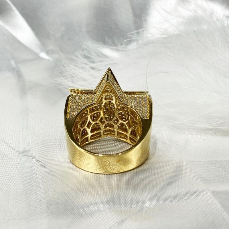 2022 Hip Hop Style K Gold/925 Silver Star Shape Ring
