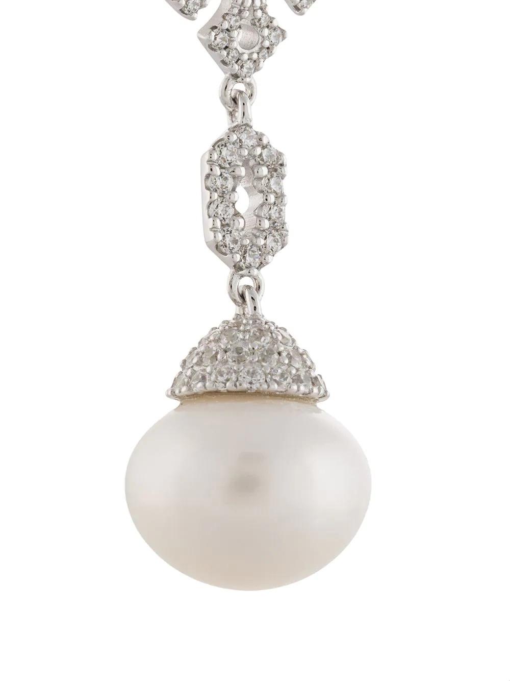 Pearl Crystal Temperament Long Asymmetric Earrings Jewelry