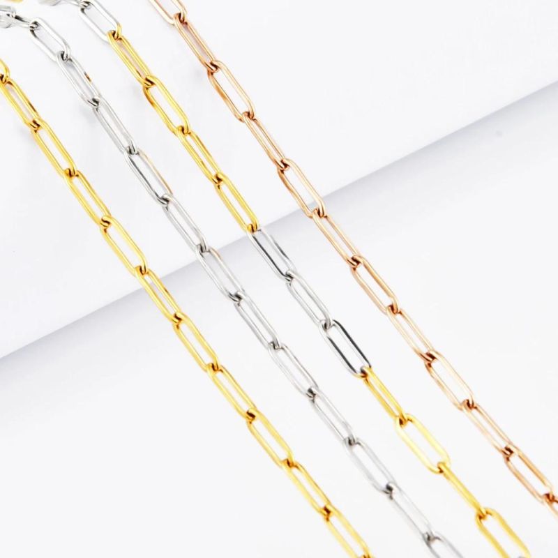 Factory Supplier Fashion Gold Plated Stainless Steel Long Flat Cable Chain Jewelry Accessories for Anklet Bracelet Necklace Jewellery Making