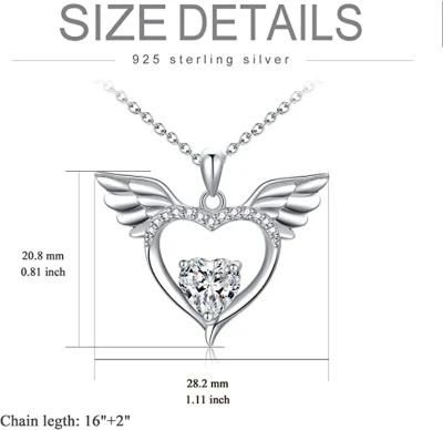 Fine Luxury Moissanite Women Angel&prime; S Wings Necklace S925 Jewelry