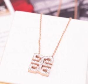 Wholesale Women Trendy Rose Gold Geometric Pendant Titanium Necklace Jewelry