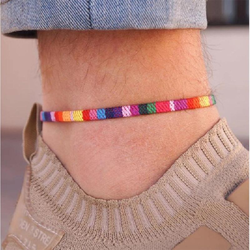 New Gay Hand-Woven Rainbow Anklet Love Is Love Gay New Foot Rope