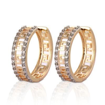 Fashion 18K Gold Plated Jewelry Silver Alloy Stud Drop Hoop Huggie CZ Earrings with Crystal for Women