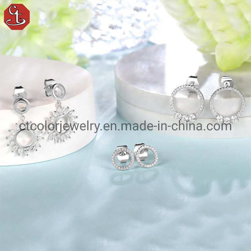 Fashion Jewelry white cz 925 sterling silver earrings women′s jewellery factory Wholesale