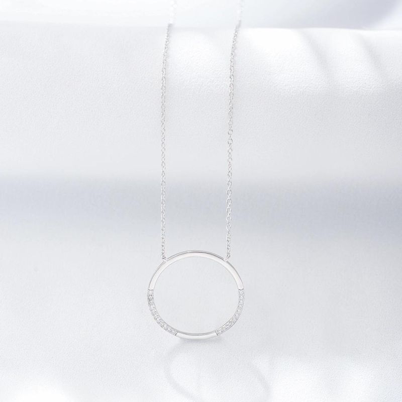 Fashion Women 925 Silver Jewelry Hoop Charm Zirconia Necklace