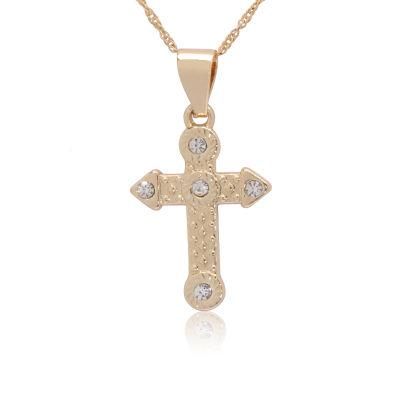 Wholesale Gold Plated Simple Zircon Cross Jewelry Necklace