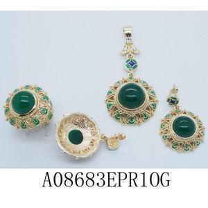 Alloy Material Glass Stone Ziron of Imitation Jewelry Set with Pendent Earring Ring (M1A08683EPR1OG)